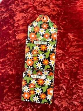 60’s Floral Organizer Pocket - Orange White Green Flowers